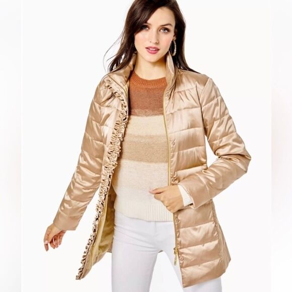 Lilly Pulitzer Jacket Doria Down Puffer Gold Metallic Size 2 - Picture 4 of 14